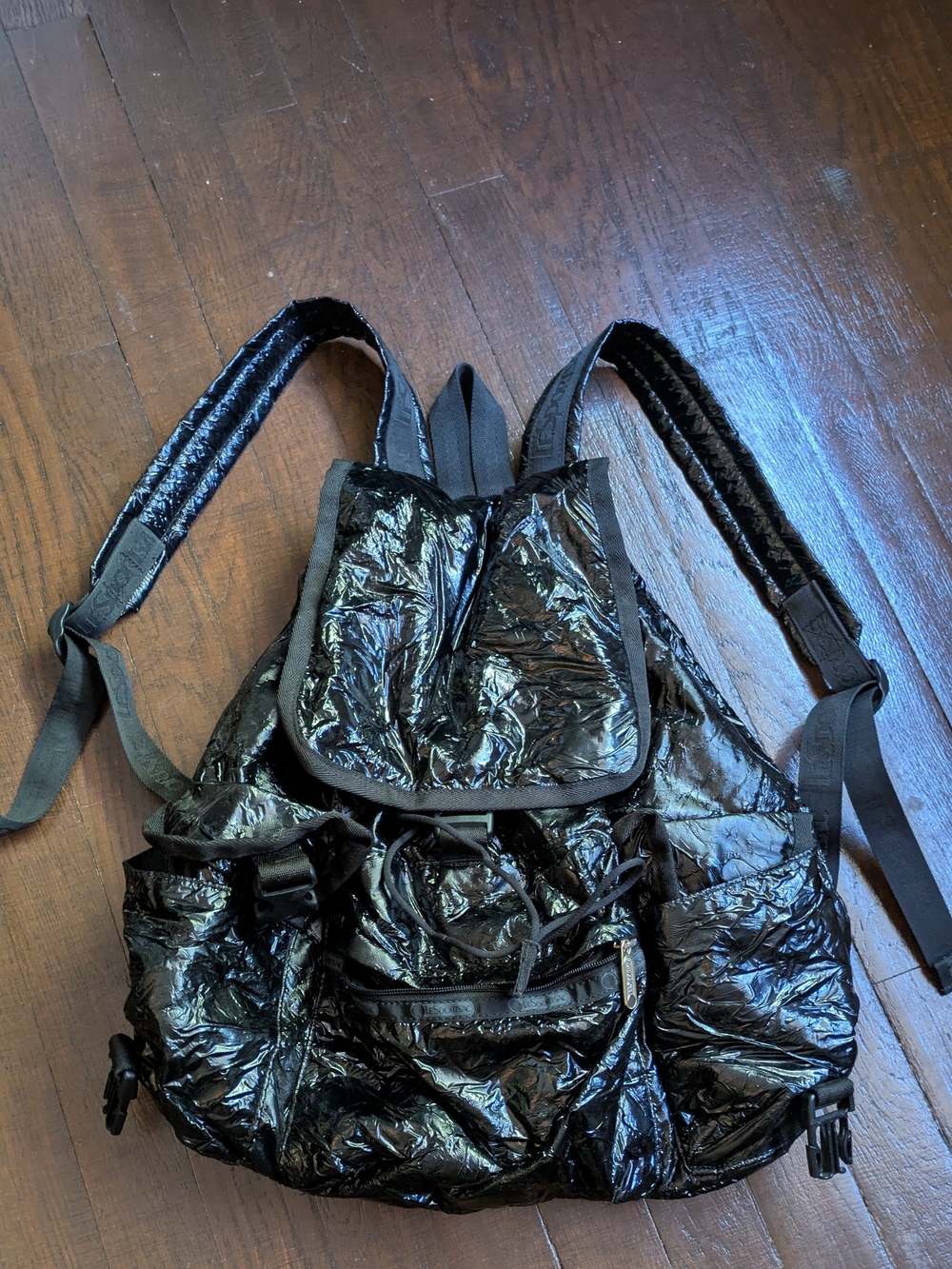 LeSportsac Black Women's Shiny Nylon Backpack